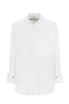 Elisabetta Franchi Poplin Shirt With Embroidered Logo In Bianco