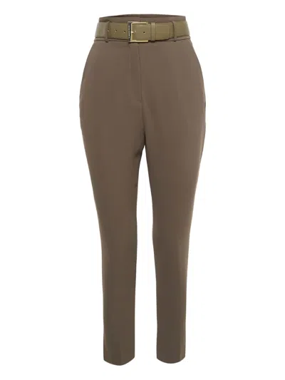 Pre-owned Elisabetta Franchi  Belted Pocket Trousers In Brown