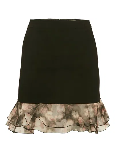 Pre-owned Elisabetta Franchi  Floral Print-hem Ruffled Mini Skirt