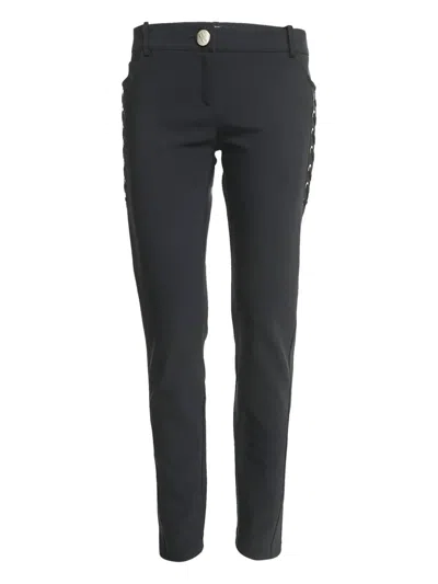 Pre-owned Elisabetta Franchi  Lace-up Trousers In Black
