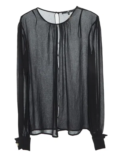 Pre-owned Elisabetta Franchi  Semi-sheer Long-sleeve Blouse