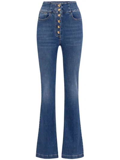 Elisabetta Franchi Press-stud Placket Bell-bottom Jeans In Blue