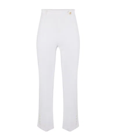 Elisabetta Franchi Tailored Cropped Trousers With Subtle Seam Detailing In White