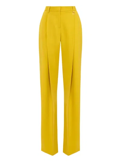 Elisabetta Franchi Pressed-crease Trousers In Yellow
