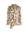 Elisabetta Franchi Floral Patterned Silk Blouse With Scarf Detail In Multi