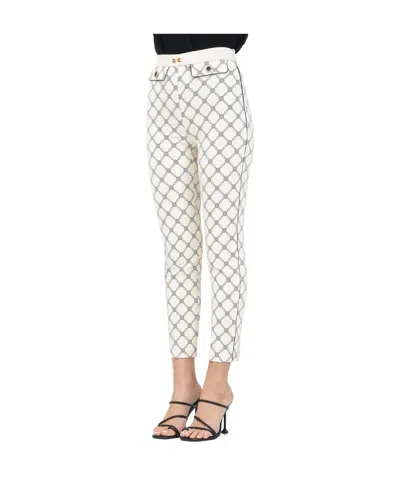 Elisabetta Franchi Printed Casual Pants In White
