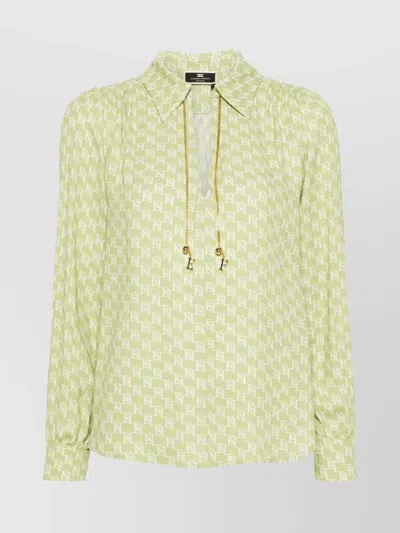 ELISABETTA FRANCHI PRINTED CHAIN DETAIL V-NECK TOPS