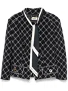 Elisabetta Franchi Printed Crepe Jacket In Black