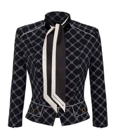 Elisabetta Franchi Printed Crepe Jacket In Black