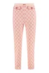 Elisabetta Franchi Geometric Pattern Slim Fit Trousers In Pink