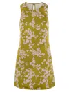 Elisabetta Franchi Printed Duchesse And Tulle Dress In Yellow