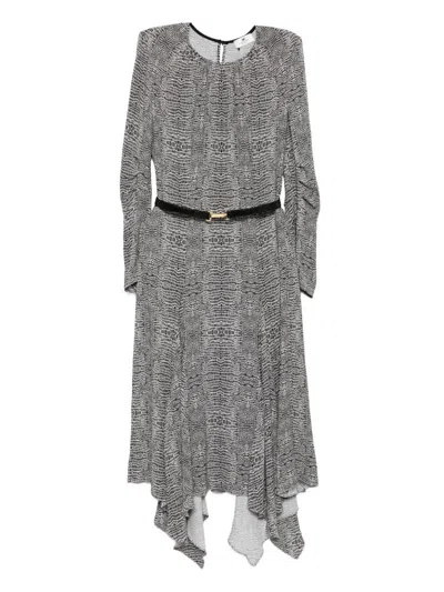 Elisabetta Franchi Printed Georgette Dress In Gray