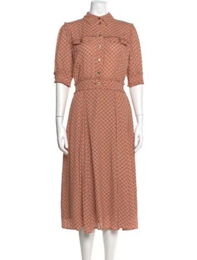 Pre-owned Elisabetta Franchi Printed Midi Length Dress In Neutral