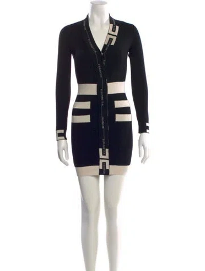 Pre-owned Elisabetta Franchi Printed Mini Dress In Black