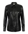 Elisabetta Franchi Crocodile-embossed Glossy Black Shirt In Black