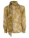 Elisabetta Franchi Printed Silk Voile Blouse In Green