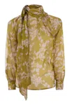 Elisabetta Franchi Printed Silk Voile Blouse In Yellow