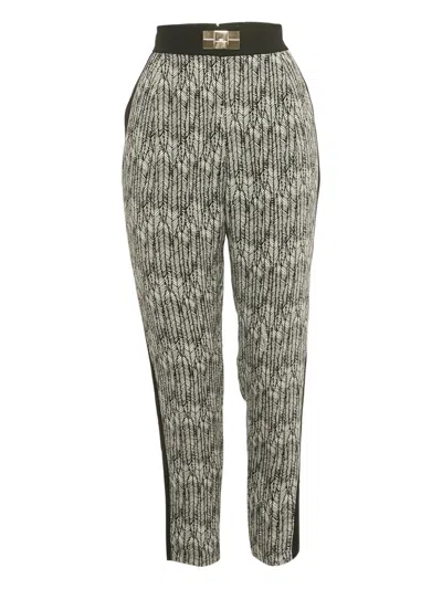 Pre-owned Elisabetta Franchi Printed Trousers In White