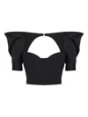Elisabetta Franchi Puff-sleeve Corset Top In Black