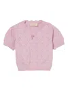 Elisabetta Franchi Puff-sleeve Diamond-pattern T-shirt In Pink