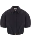 Elisabetta Franchi Collared Cropped Shirt Structured Shoulders In Black
