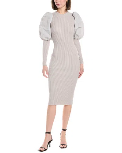 Elisabetta Franchi Puff Sleeve Sweaterdress In Gray
