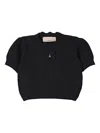Elisabetta Franchi Puff-sleeved Diamond-pattern Knitwear Top In Black