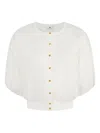 Elisabetta Franchi Puffed-sleeve Cardigan In White