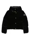 Elisabetta Franchi Puffer Jacket In Velvet With Hood In Black