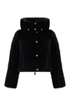 Elisabetta Franchi Puffer Jacket In Velvet With Hood In Black