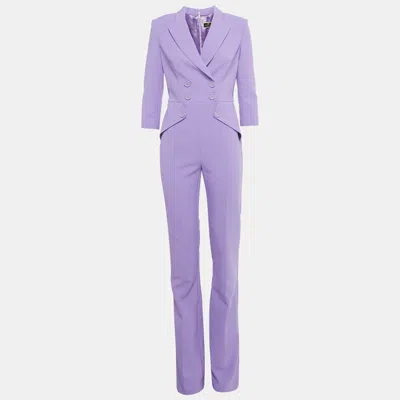 Pre-owned Elisabetta Franchi Purple Double Layer Crepe Jumpsuit L