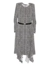 Elisabetta Franchi Python-print Belted Asymmetric Dress In Black
