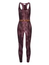Elisabetta Franchi Python-print Belted Jumpsuit In Burgundy