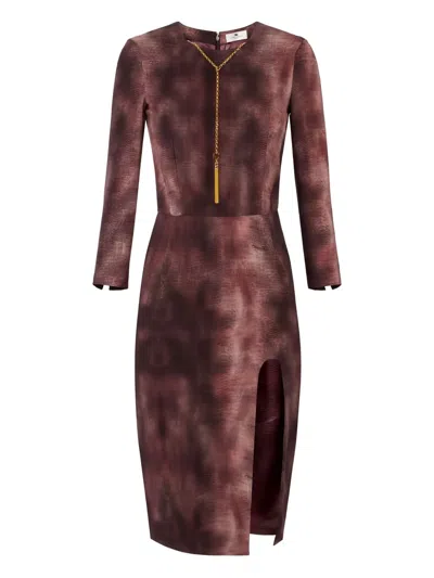 Elisabetta Franchi Python-print Midi Dress In Purple