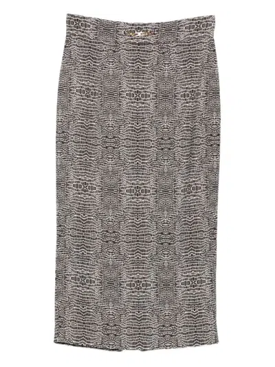 ELISABETTA FRANCHI ELISABETTA FRANCHI PYTHON PRINT VISCOSE PENCIL SKIRT CLOTHING