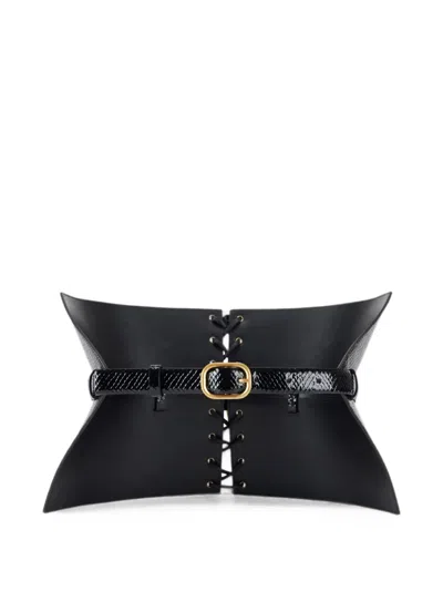 Elisabetta Franchi Python-print Bustier-style Belt In Blue