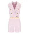 Elisabetta Franchi Jumpsuit With Shoulder Pads And Leather Belt In Pink