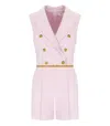 Elisabetta Franchi Jumpsuit With Shoulder Pads And Leather Belt In Pink