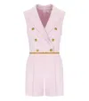 Elisabetta Franchi Jumpsuit With Shoulder Pads And Leather Belt In Pink