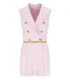 Elisabetta Franchi Jumpsuit With Shoulder Pads And Leather Belt In Pink