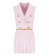 Elisabetta Franchi Jumpsuit With Shoulder Pads And Leather Belt In Pink
