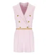 Elisabetta Franchi Jumpsuit With Shoulder Pads And Leather Belt In Pink