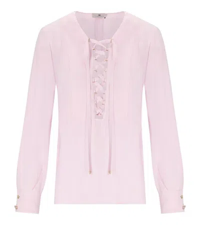 Elisabetta Franchi Quarzo Shirt With Laces In Pink