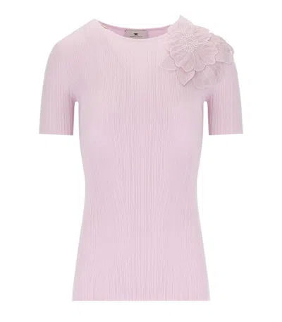 Elisabetta Franchi Quarzo T-shirt With Flower In Pink