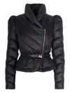 Elisabetta Franchi Piumino In Tessuto Vela Con Baschina Nero In Black