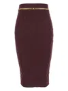 Elisabetta Franchi Gonna In Maglia A Rombi Con Dettaglio Gioiello Merlot In Brown