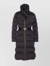 Elisabetta Franchi Quilted Coat With Belt And High Collar In Black