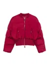 Elisabetta Franchi Quilted Crop Bomber Jacket In Burgundy