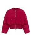 Elisabetta Franchi Quilted Cropped Bomber Jacket In Red