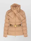 Elisabetta Franchi Quilted Down Jacket Removable Hood In Nude
